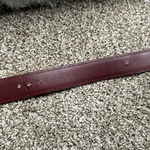 Cartier Burgundy Leather Belt with Gold Buckle